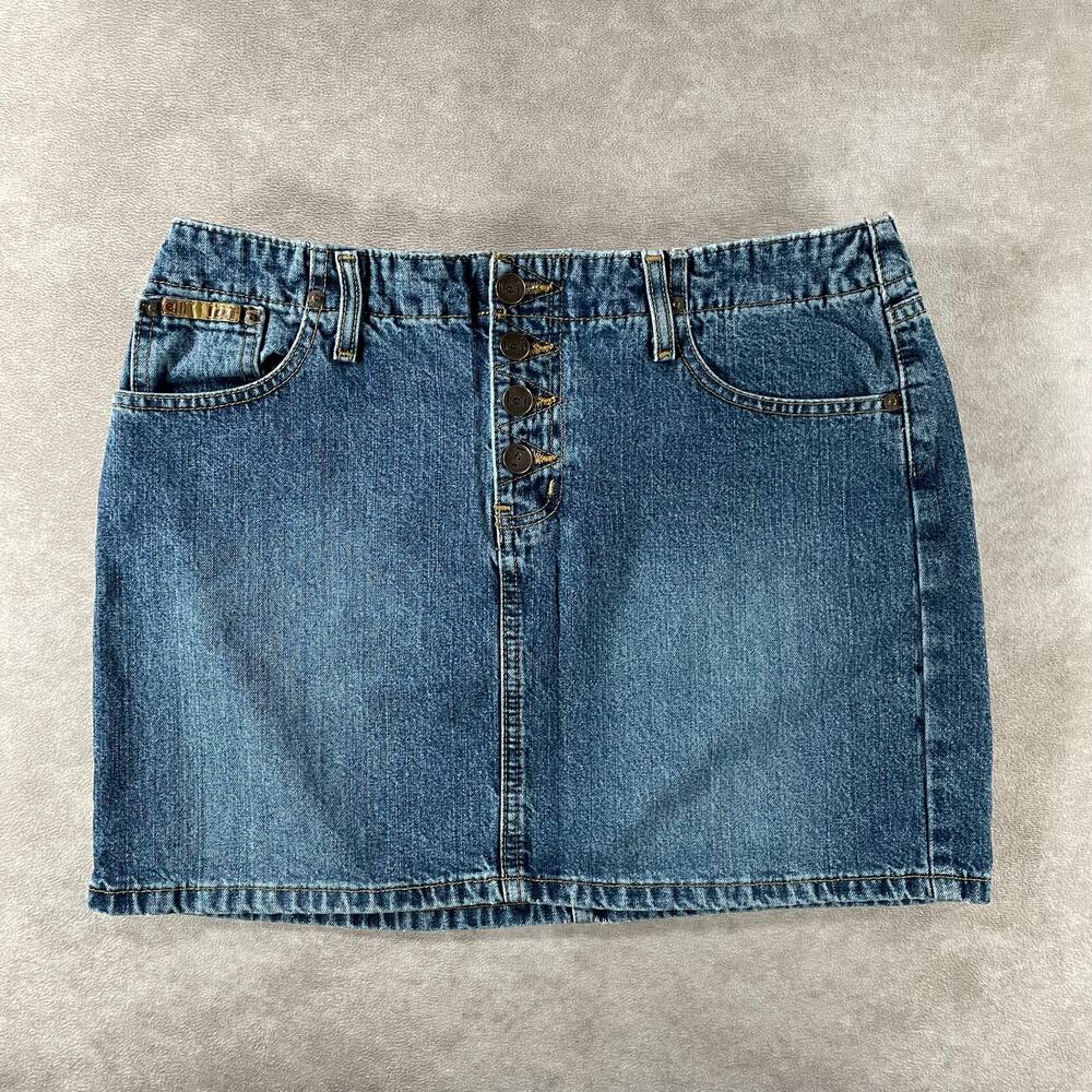 Y2K LEI Denim Low Rise Mini Denim Skirt Women’s Size 11 W30 Button Fly